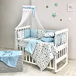Постельный комплект Маленькая Соня Baby Design Стандарт Stars Серо-голубой