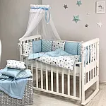 Постельный комплект Маленькая Соня Baby Design Стандарт Stars Серо-голубой