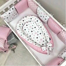 Кокон Маленька Соня Baby Design Premium Stars сіро-рожевий
