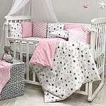 Постільний комплект Маленька Соня Baby Design Стандарт Stars Сіро-рожевий