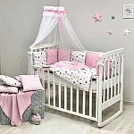 Постільний комплект Маленька Соня Baby Design Стандарт Stars Сіро-рожевий