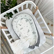 Кокон Маленька Соня Baby Design Хмари сірі з місяцем