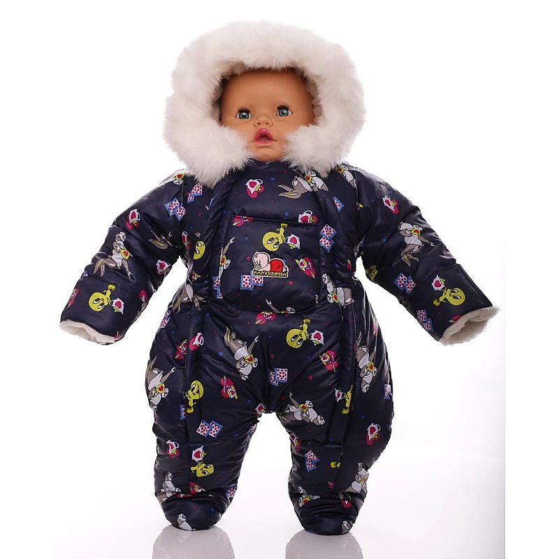 Дитячий зимовий комбінезон Babykroha Чоловічок (кольоровий) Твіті синій