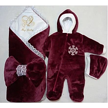 Комплект на виписку з 3 предметів My Baby Бордовий