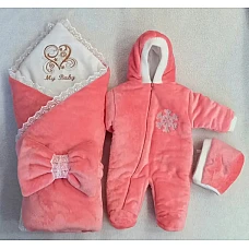 Комплект на виписку з 3 предметів My Baby Кораловий