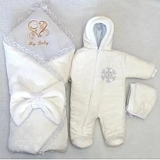 Комплект на виписку з 3 предметів My Baby Молочний