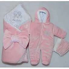 Комплект на выписку из 3-х предметов My Baby Пудра