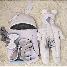 Комплект на выписку ШкодаМода Rabbit Stars Белый