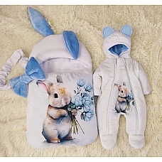 Комплект на выписку ШкодаМода Rabbit Белый с голубым