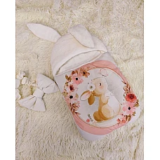 Конверт спальник для виписки ШкодаМода Rabbit Белый с розовым