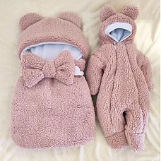 Комплект на виписку ШкодаМода Ведмедик Teddy Пудра