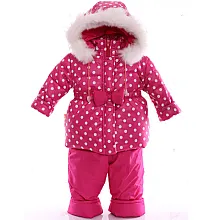 Дитячий зимовий комбінезон Babykroha Євро Малиновий в горошок