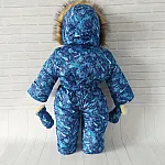 Зимний сдельный комбинезон Киндер Лыжник Синий с машинками