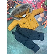 Дитячий зимовий комбінезон Natalie Arctic Гірчичний з чорним