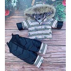 Дитячий зимовий комбінезон Natalie Burberry Чорний з бежевим 