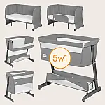 Дитяче ліжко-диван 5 в 1 Lionelo Thomi Plus Grey Concrete