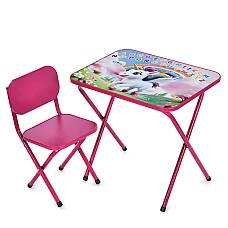 Складной столик со стульчиком Единорог Bambi M 5967-8 Малинов
