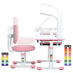 Детская парта со стулом и лампой Bambi M 6136-8 Розовый