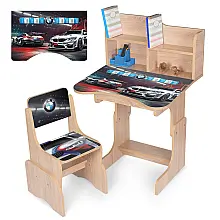 Детская парта с надстройкой и стулом BMW Bambi N 2071-7-3 Дуб