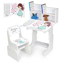 Детская парта с надстройкой и стулом Девочка Bambi N 2071-8-1