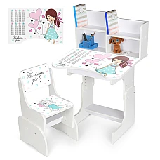 Дитяча парта з надбудовою та стільцем Дівчинка Bambi N 2071-8
