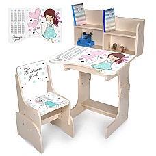 Дитяча парта з надбудовою та стільцем Дівчинка Bambi N 2071-8