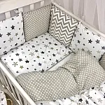 Постельный комплект Маленькая Соня Baby Design Стандарт Stars Серо-бежевый 