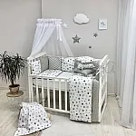 Постельный комплект Маленькая Соня Baby Design Стандарт Stars Серо-бежевый 