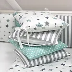 Постільний комплект Маленька Соня Baby Design Стандарт Stars Сіро-м'ятний