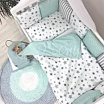 Постільний комплект Маленька Соня Baby Design Стандарт Stars Сіро-м'ятний