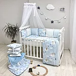 Постільний комплект Маленька Соня Baby Design Стандарт Коти в хмарах Блакитний