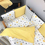 Постільний комплект Маленька Соня Baby Design Стандарт Stars Сіро-жовтий