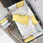 Постільний комплект Маленька Соня Baby Design Стандарт Stars Сіро-жовтий