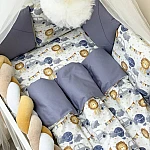 Постельный комплект Маленькая Соня Happy night Львёнок с машинкой Синий