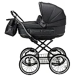 Класична коляска 2 в 1 Roan Marita Prestige (14 "чорні колеса, чорна рама) Графіт-графітовий (шкіра) перламутр P231