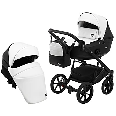 Коляска 2 в 1 Bair Kiwi эко кожа BK-51/15 Белый - черный
