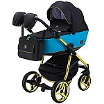 Коляска 2 в 1 Adamex Barcelona Polar (Gold) BR608 Черный с голубым