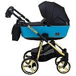 Коляска 2 в 1 Adamex Barcelona Polar (Gold) BR608 Черный с голубым