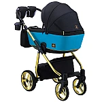 Коляска 2 в 1 Adamex Barcelona Polar (Gold) BR608 Черный с голубым