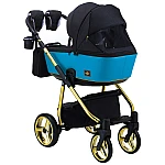 Коляска 2 в 1 Adamex Barcelona Polar (Gold) BR608 Черный с голубым