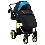 Коляска 2 в 1 Adamex Barcelona Polar (Gold) BR608 Черный с голубым
