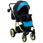 Коляска 2 в 1 Adamex Barcelona Polar (Gold) BR608 Черный с голубым