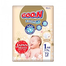 Подгузники Goo.N Premium Soft для младенцев (NB, до 5 кг, 72 шт) (F1010101-152) Подгузники Goo.N Premium Soft для младенцев (NB, до 5 кг, 72