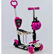 Дитячий самокат 5 в 1 Best Scooter Абстракція Малиновий (5842