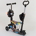 Дитячий самокат 5 в 1 Best Scooter Абстракція Чорний з помаранчевим (15600)