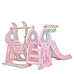 Детский набор Горка+качели+баскетбол Bambi WM19011-8 Серо-розовый