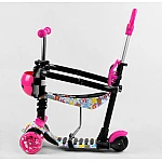Дитячий самокат 5 в 1 Best Scooter S 5593 Рожевий з квітами