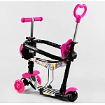 Дитячий самокат 5 в 1 Best Scooter S 5593 Рожевий з квітами