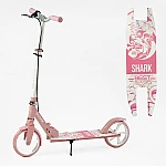 Дитячий двоколісний самокат з ручним гальмом Best Scooter Shark SH-41102 Рожевий