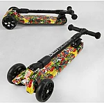 Триколісний самокат із посиленою декою Best Scooter Maxi 59-208 Принт кольоровий